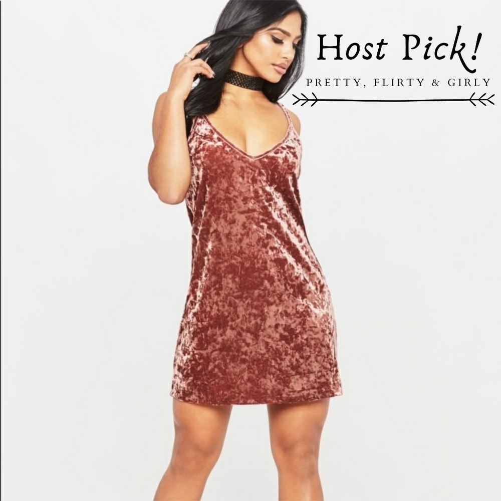 Bozzolo Pink Crushed Velvet Slip Dress